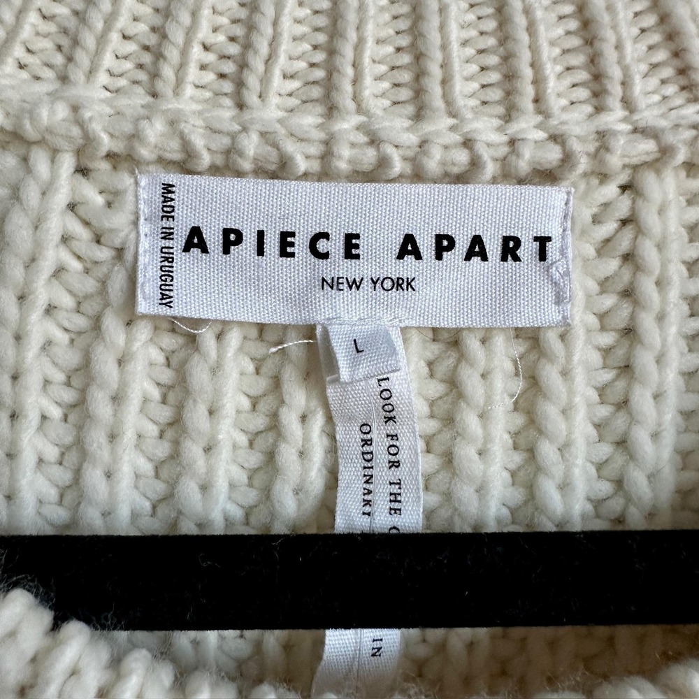 Apiece Apart Sweater Womens Large Ecru Tinitha Lace Merino Wool Chunky Knit NWT - Picture 3 of 10